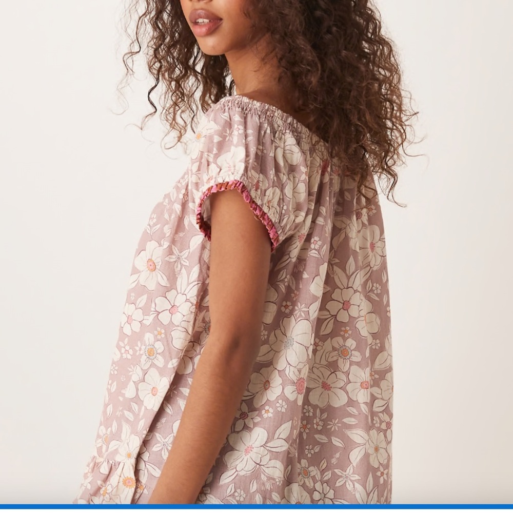 FREE PEOPLE FRANKIE FLORAL SHORT SLEEVE TUNIC S M - Picture 6 of 8